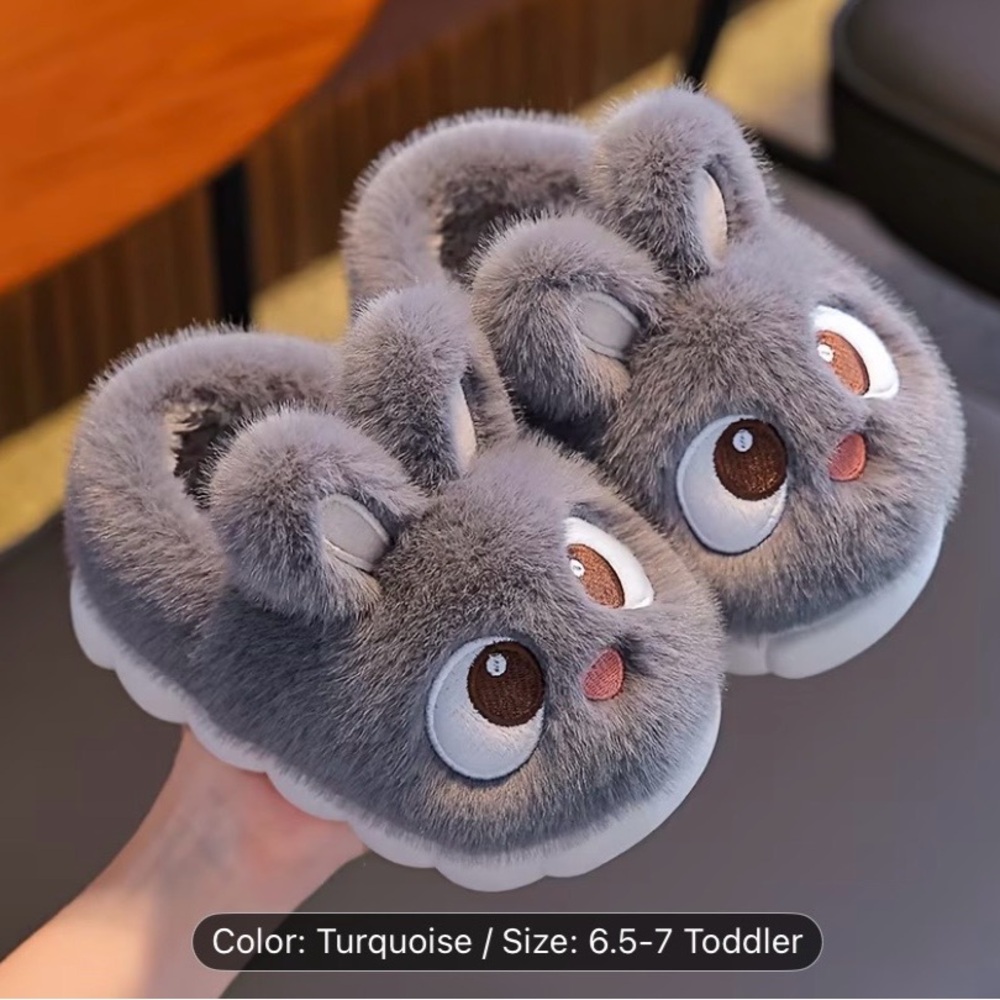 Amazon Gray Bunny Kids Slippers